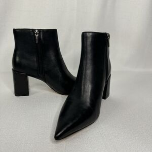 Vince Camuto Oskana Ankle Booties Black Leather Women's 6.5M Pointed Toe NWOB